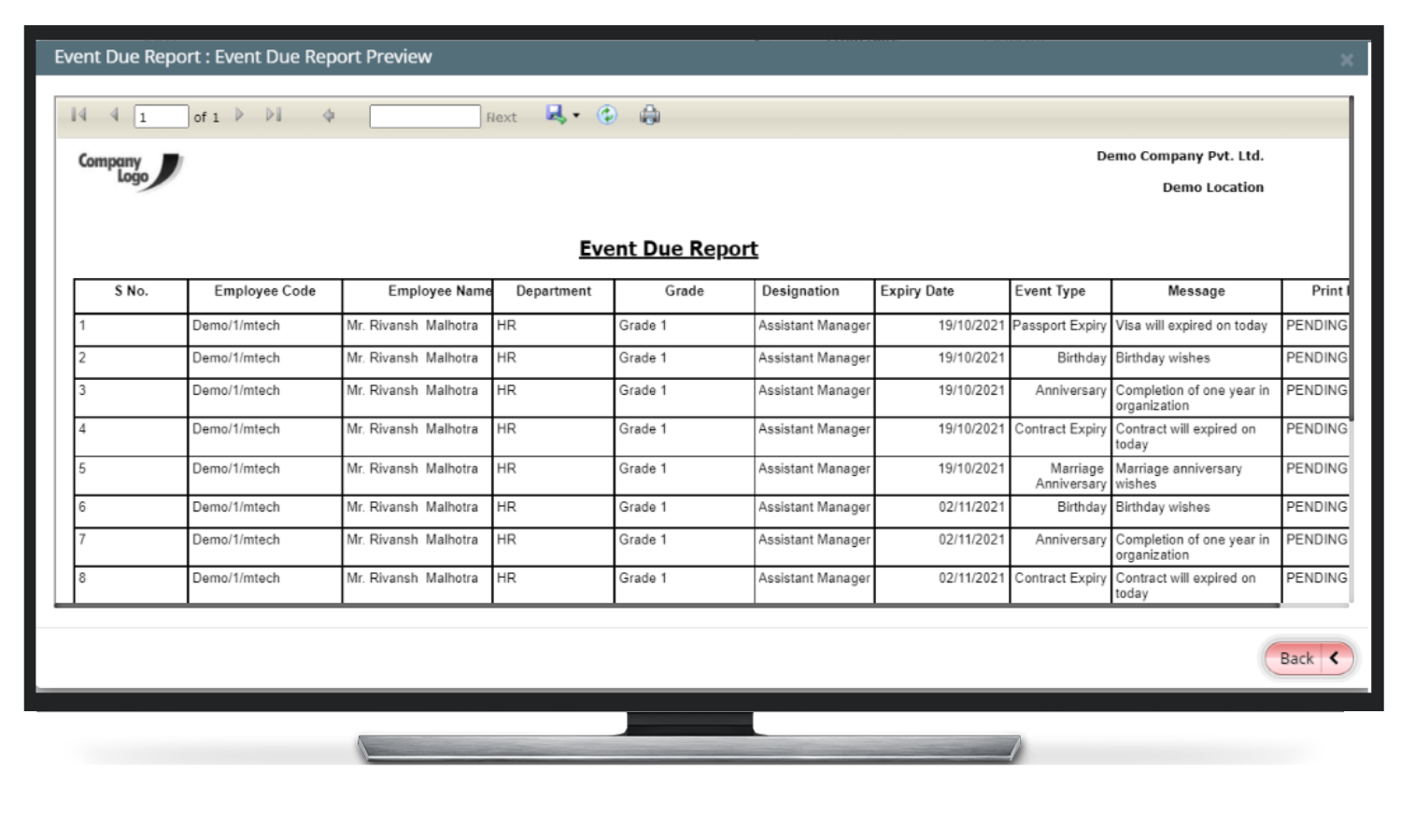 Reports screenshot